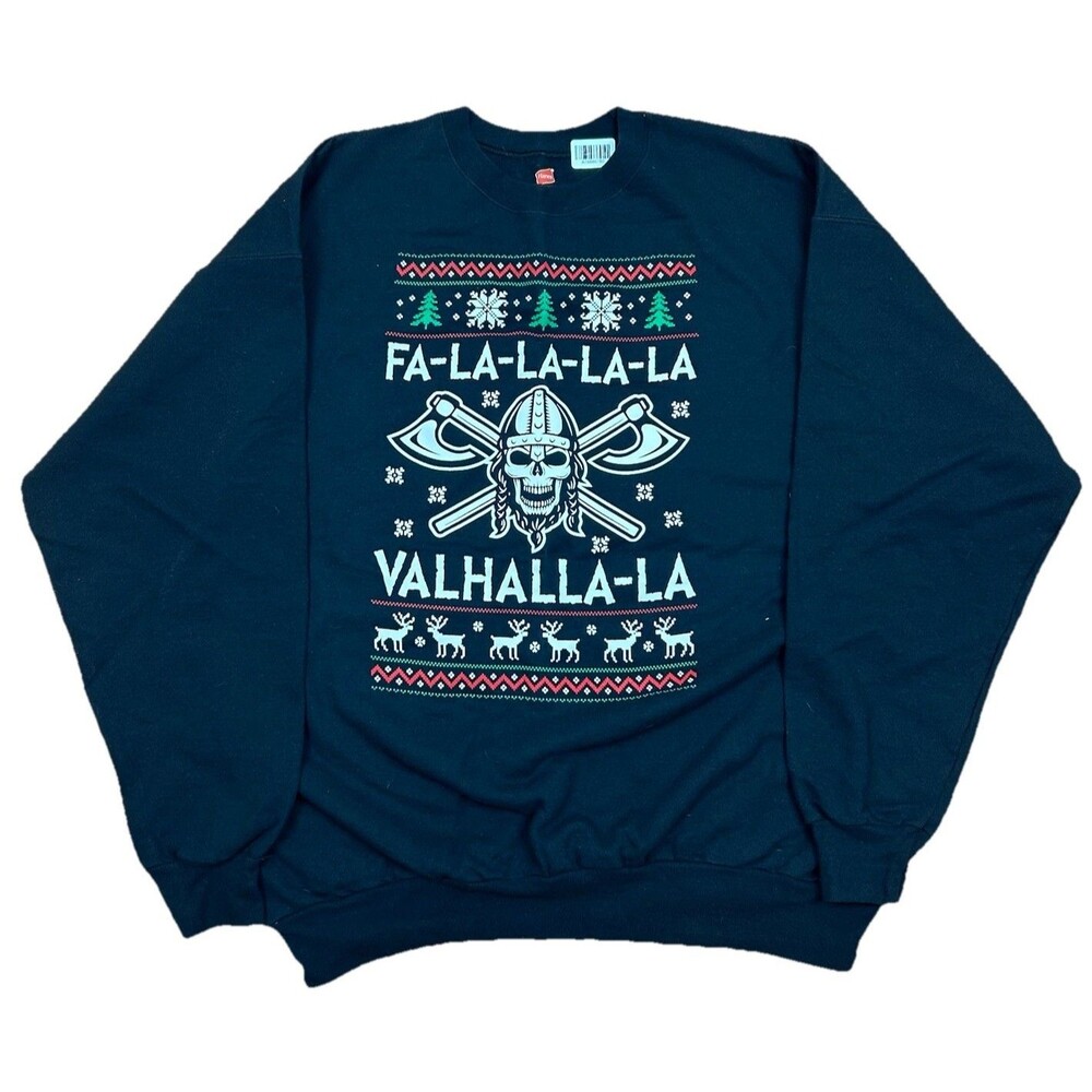 NEW Valhalla Viking Scull Christmas Winter Fairy Isle Ugly Sweater Pullover XL